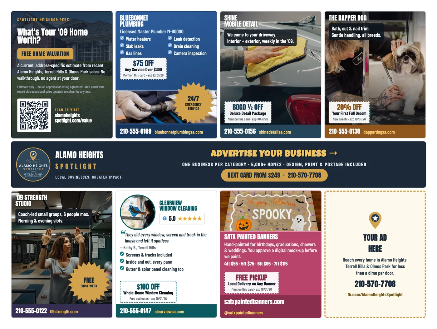 Back of the September 2026 Alamo Heights Spotlight card